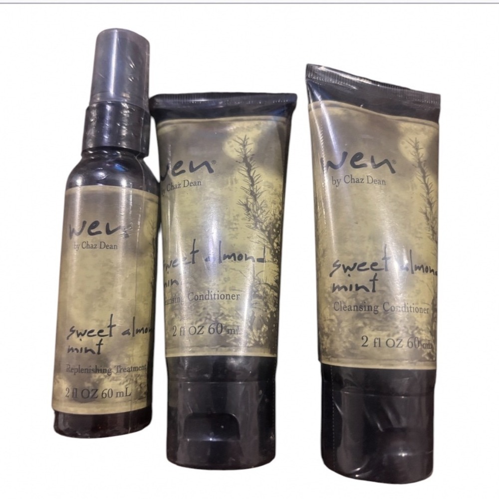 Wen by Chaz Dean Sweet Almond Mint Cleansing Conditioner Treatment Set 2oz 3pc